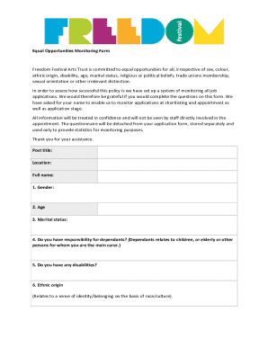 Equal Opportunities Monitoring Form