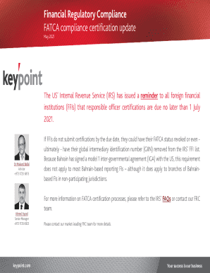 FATCA Compliance Certification Update