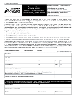 Louisiana Sales Tax Exemption Application