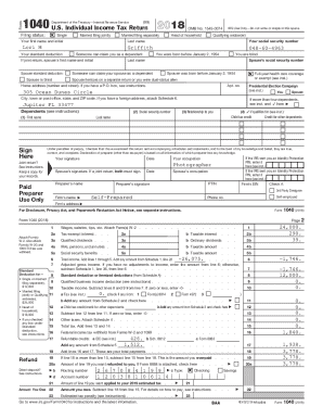 US Federal 1040 Tax Return 2018