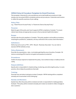 HIPAA Policy Procedure Template