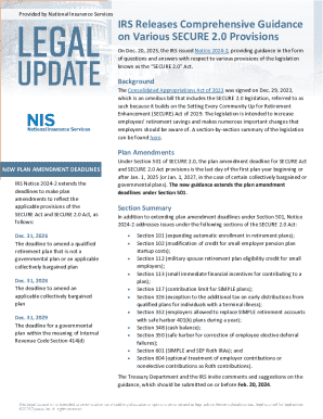IRS Notice 2024-2 on SECURE 2.0 Provisions