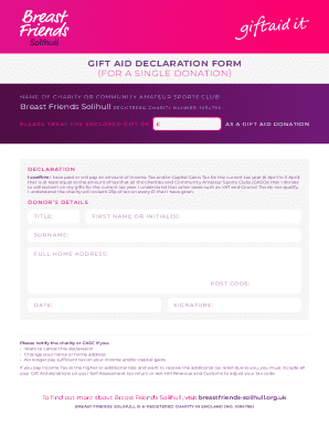 Gift Aid Declaration Form