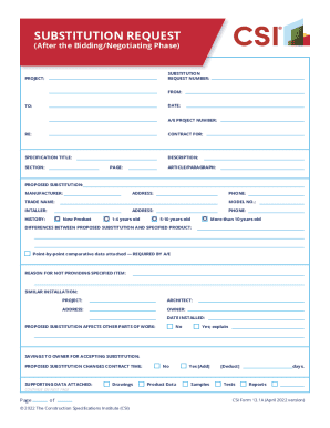 Substitution Request Form