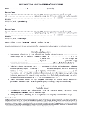 Polish Residential Property Pre-Sale Agreement