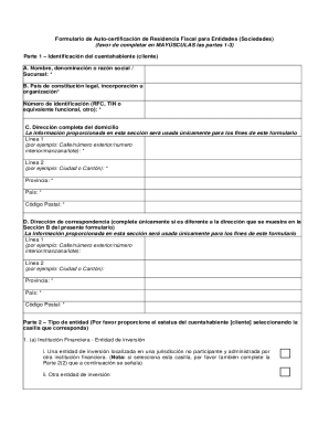 Fiscal Residence Self-Certification Form for Entities