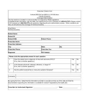 Prescriber Criteria Form for Fotivda