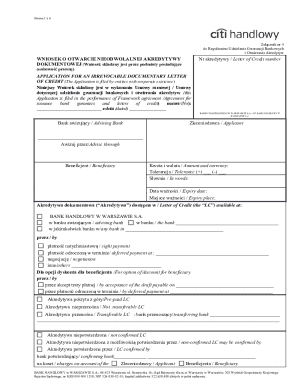 Irrevocable Documentary Letter of Credit Application