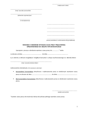 Employee Request for Reduced Work Hours