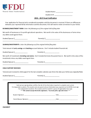 2026–2027 Asset Verification Form