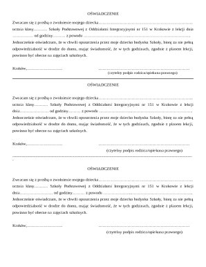School Absence Permission Form