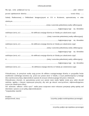 School Pickup Authorization Form