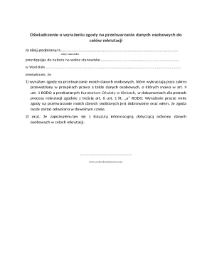 Consent Form for Data Processing in Recruitment