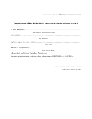 Child Pickup Authorization Form