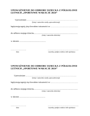 Child Pickup Authorization Form