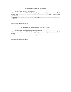 Child Pickup Authorization Form