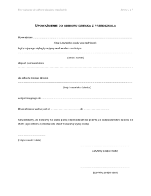 Child Pickup Authorization Form