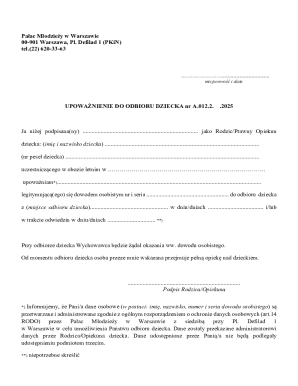 Child Pickup Authorization Form