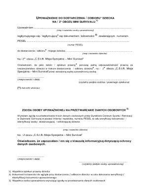 Child Pickup Authorization Form