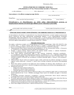 Child Pickup Authorization Form