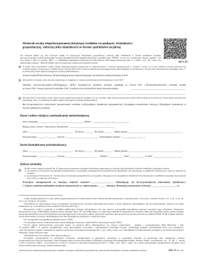 Wn-O Wniosek osoby niepenosprawnej dotyczcy rodkw na podjcie dziaalnoci gospodarczej, rolniczej albo dziaalnoci w formie spdzielni socjalnej. Formularze PFRON