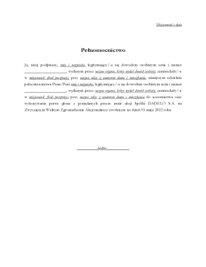 Power of Attorney for Shareholder Meeting