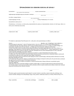 Child Pickup Authorization Form