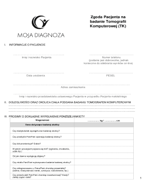 Patient Consent Form for CT Scan