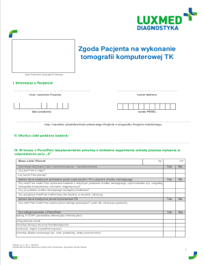 Medical Consent Form for CT Scan