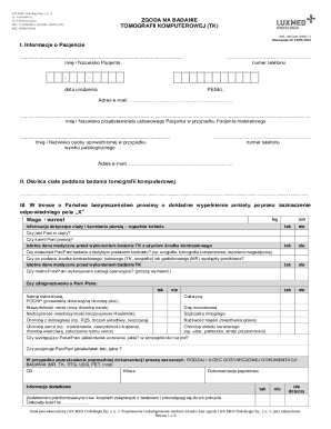 Medical Consent Form for CT Scan