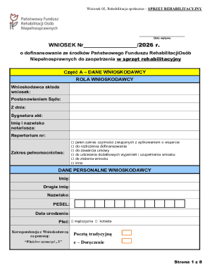 Wniosek 02, Rehabilitacja społeczna – SPRZĘT REHABILITACYJNY