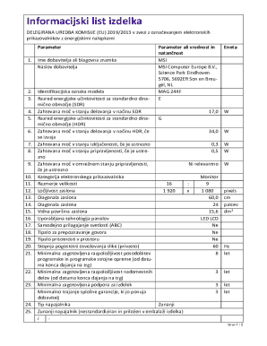 EU Energy Label Information Sheet