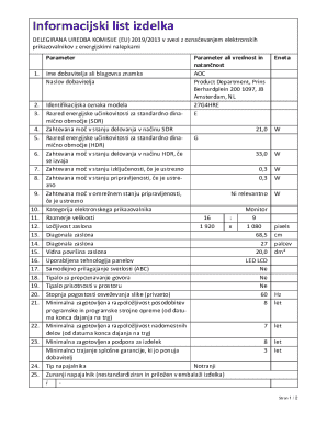 EU Energy Label Information Sheet