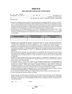 Peru ministry of justice affidavit