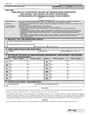 PIT-16A Health Insurance Contribution Declaration