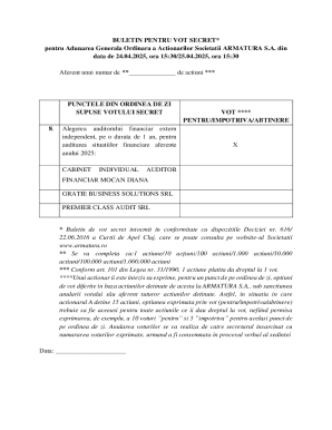 Voting Bulletin for ARMATURA S.A. General Meeting