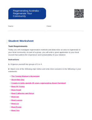 Regenerating Australia Student Worksheet