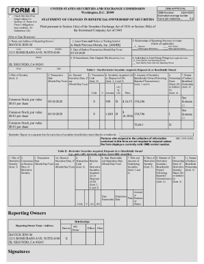 SEC Form 4 Statement of Changes in Beneficial Ownership