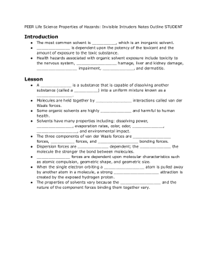 Student Notes Outline on Solvent Hazards