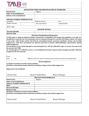 Sound Box Deinstallation Application Form
