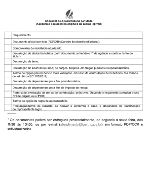 Retirement Age Checklist
