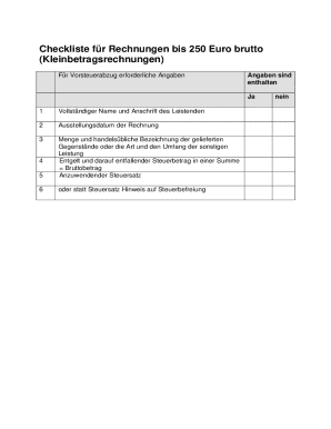 German Invoice Checklist for Small Amounts
