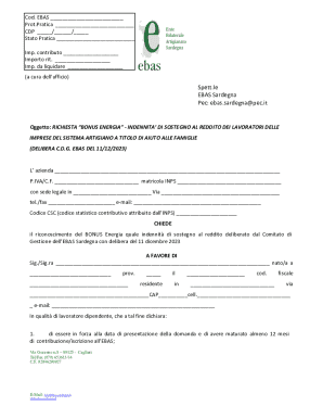 EBAS Sardegna Bonus Energy Request Form