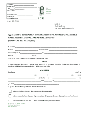 EBAS Sardegna Bonus Energy Request Form