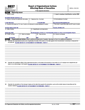 IRS Form 8937 Re-Designation Amendment