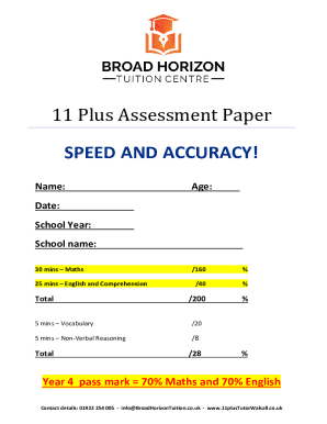 11 Plus Assessment Paper