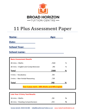 11 Plus Assessment Paper