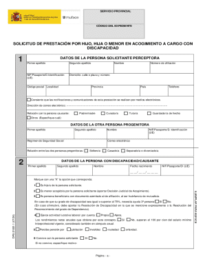 Spanish disability benefit application form