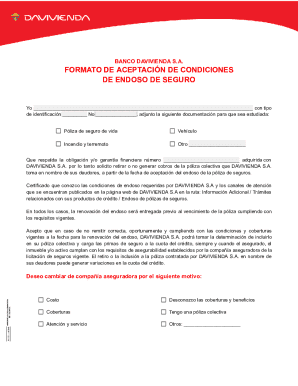 Insurance endorsement acceptance form