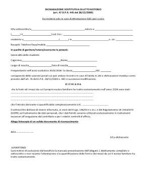 Italian ISEE Zero Declaration Form